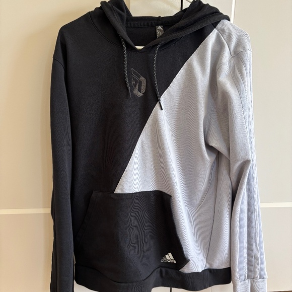 adidas Other - Adidas Hoodie Sweatshirt Men's Size Medium Black Gray Pullover Damian Lillard